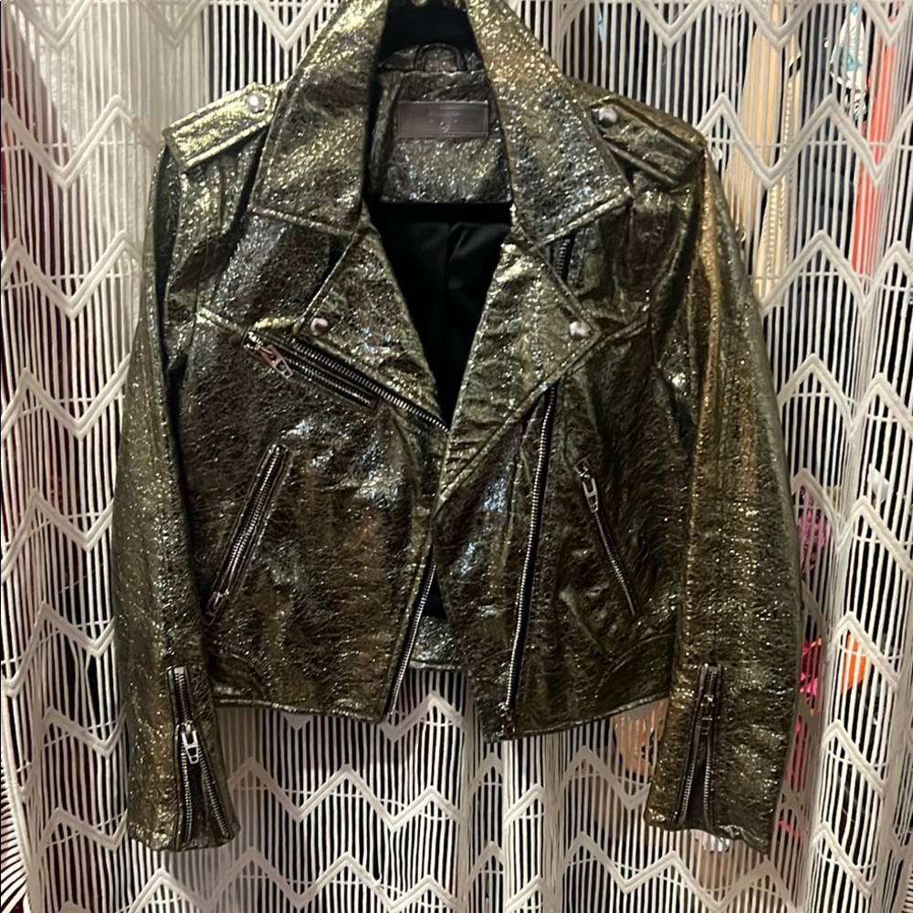 Blank NYC Gold Leather Biker Jacket
